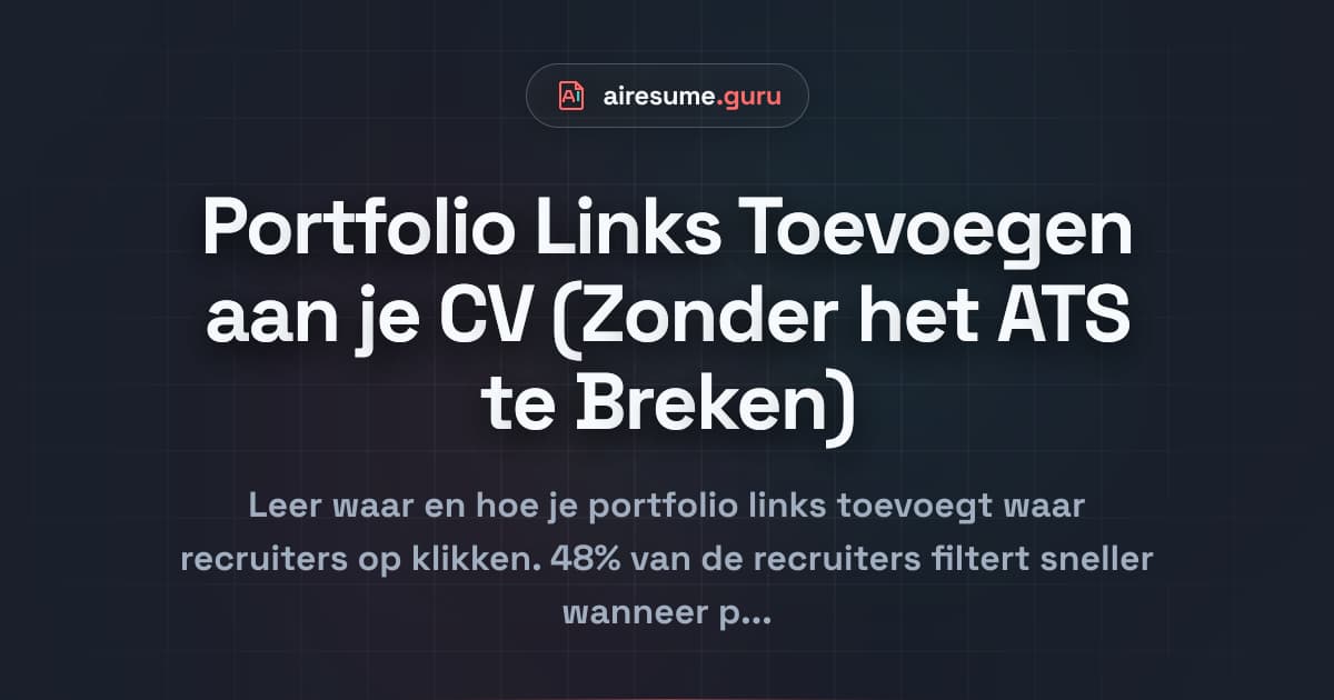 Portfolio Links Toevoegen aan je CV (Zonder het ATS te Breken)