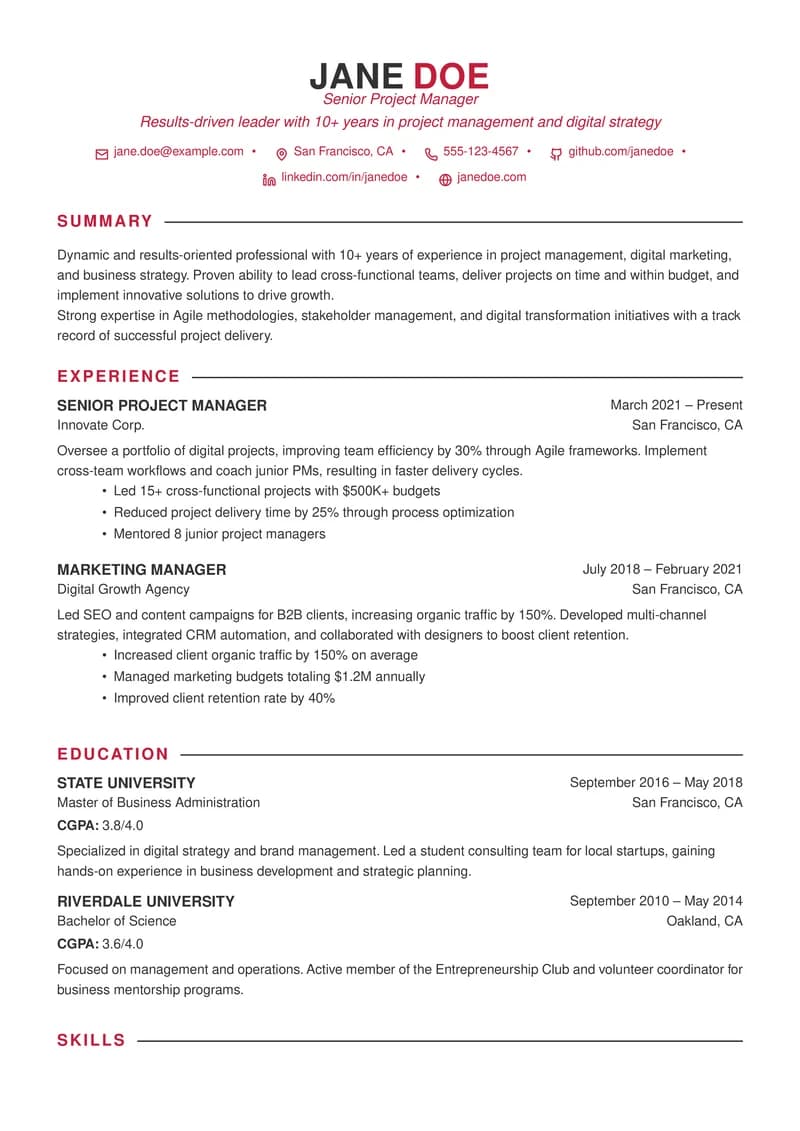 Academic CV template