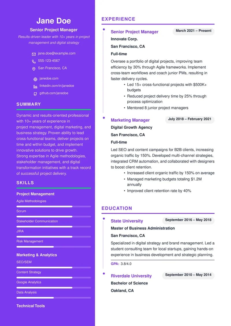 Bold Creative Two-Column template