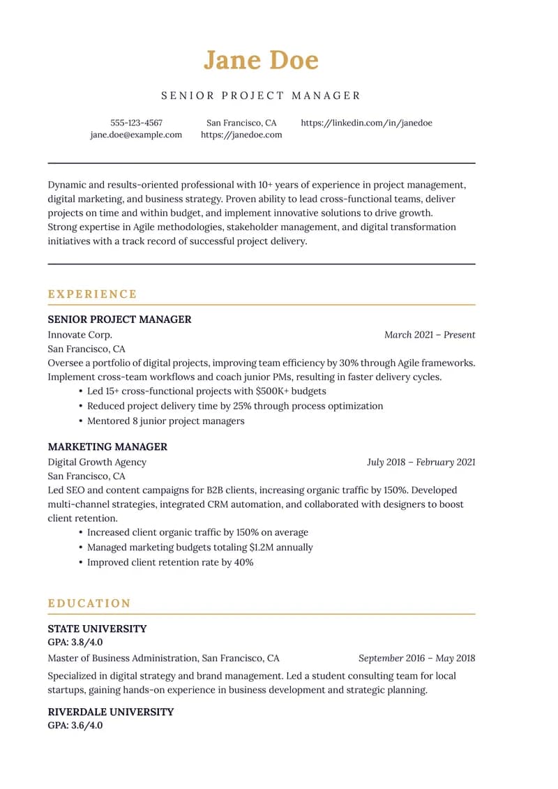 Executive Gold template