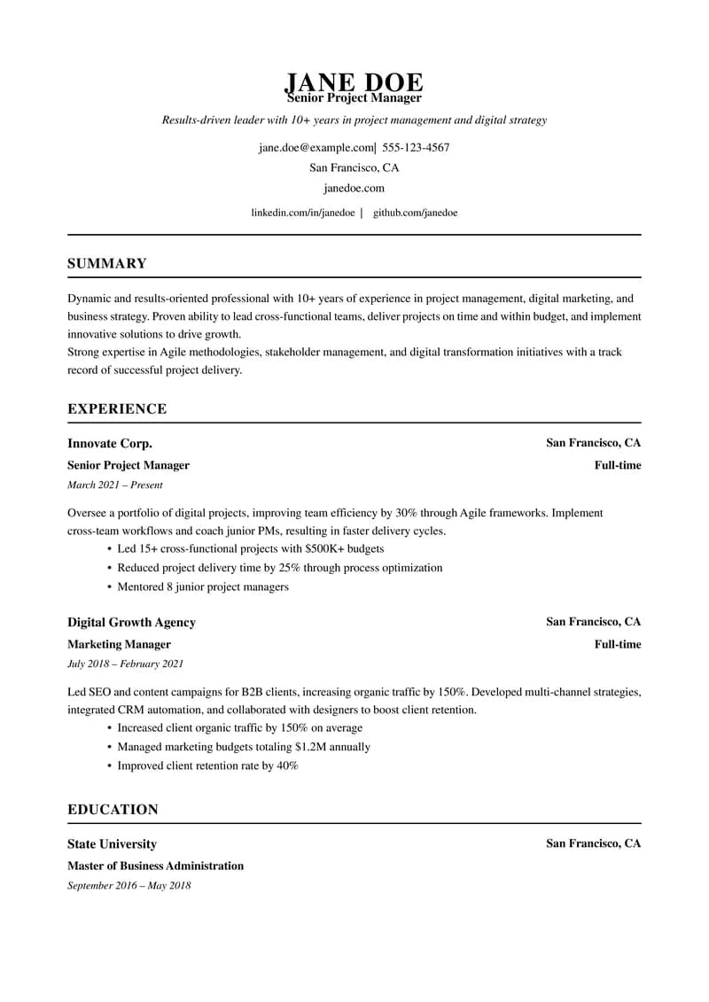 Federal Resume template