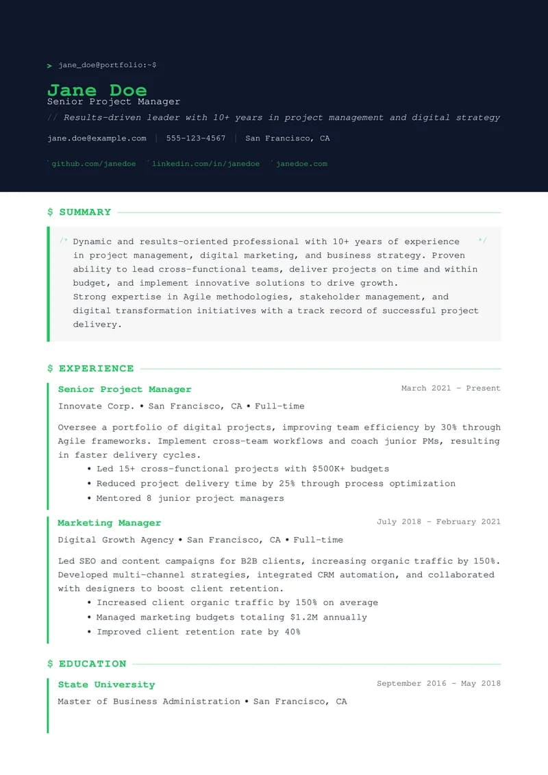 Terminal Dev template