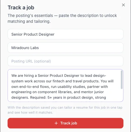 Pega la oferta de empleo