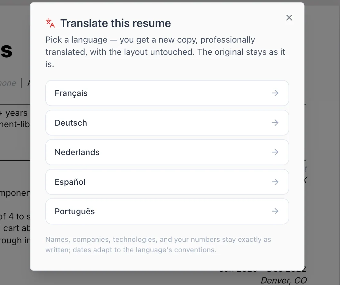 Choisissez une langue cible