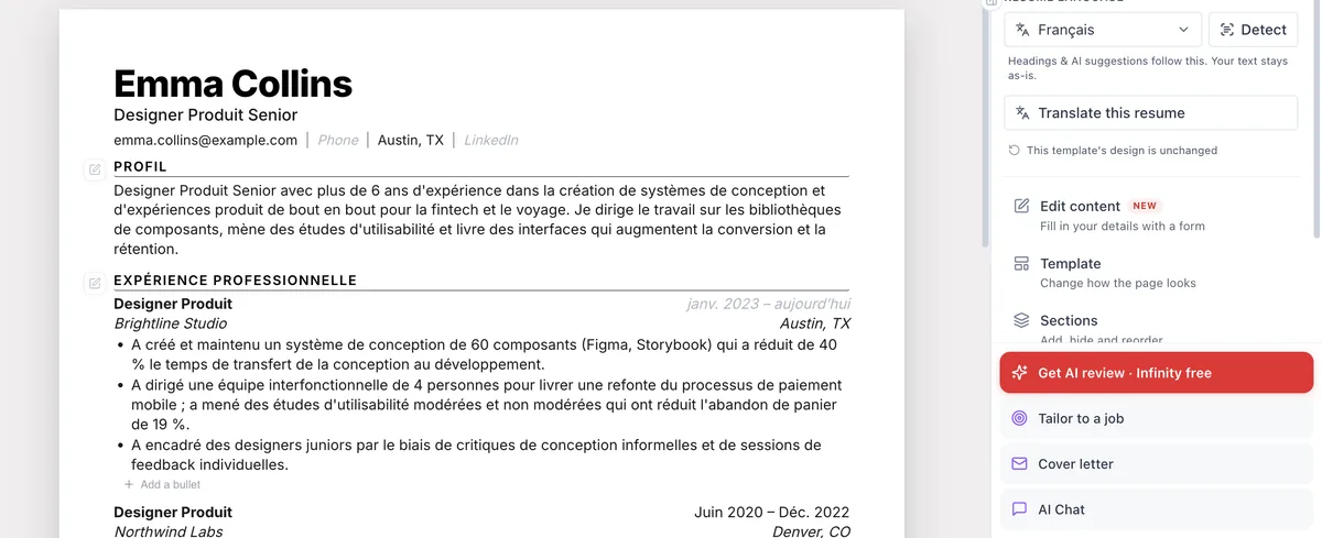 Translate your resume to another language with AI