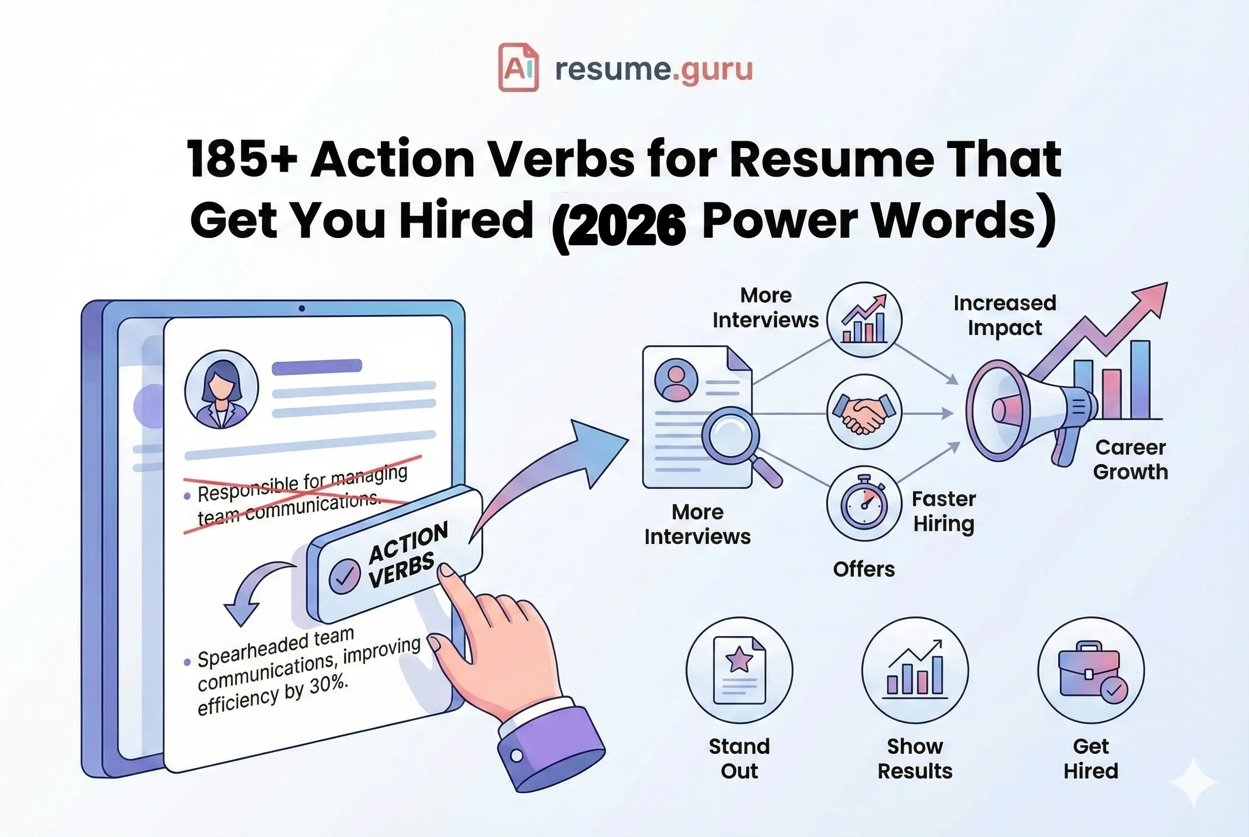 185+ Action Verbs for Resume That Get You Hired (2026 Power Words)
