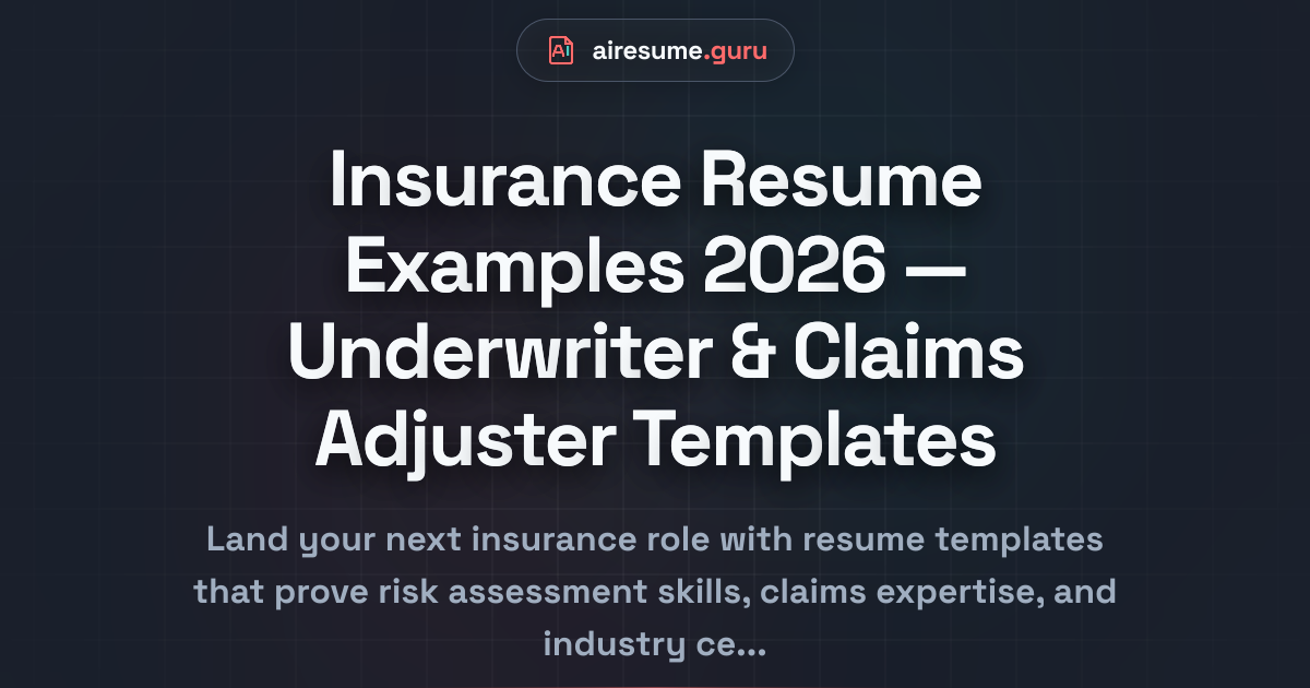 Insurance Resume Examples for 2026 | AI ResumeGuru