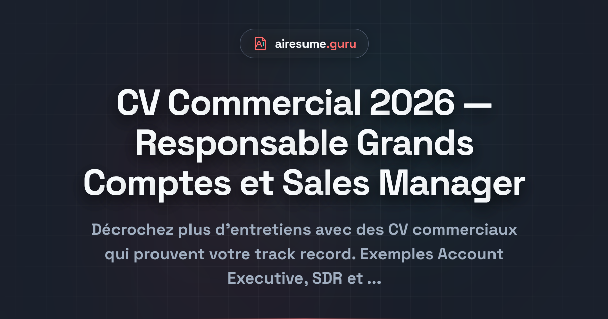 CV Commercial 2026 — Responsable Grands Comptes et Sales Manager