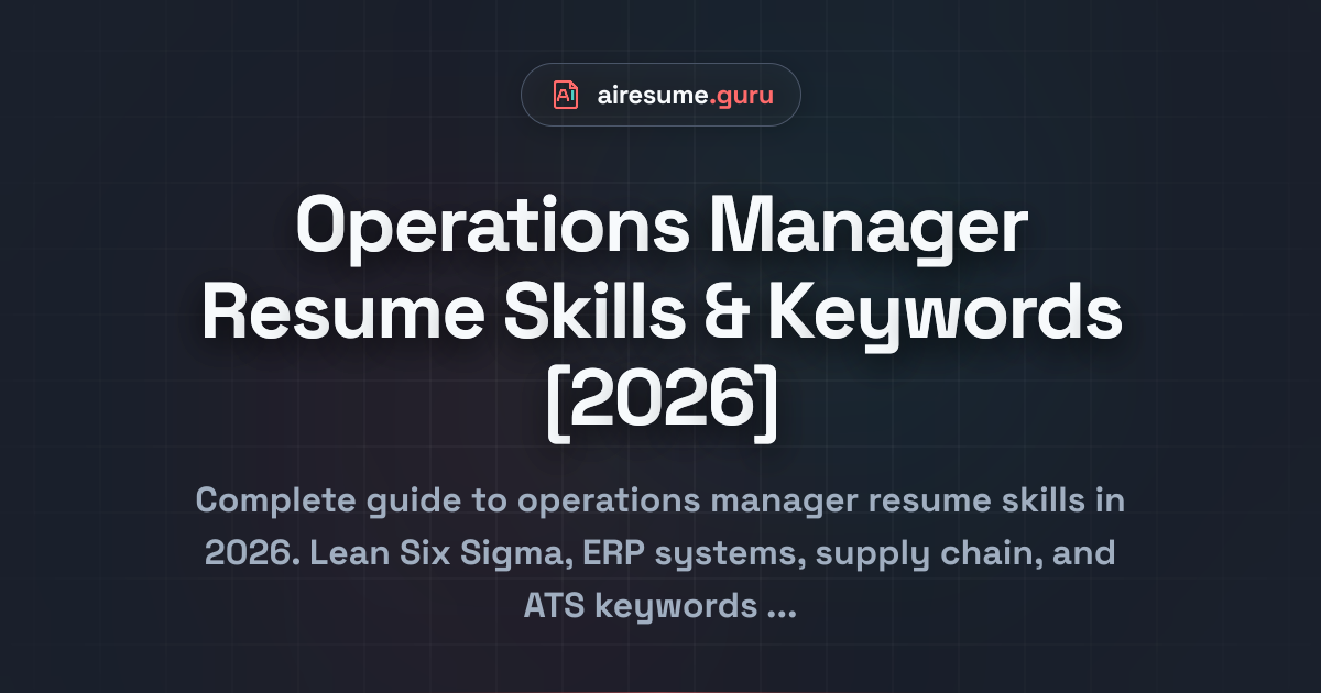 Operations Manager Resume Skills & Keywords [2026]