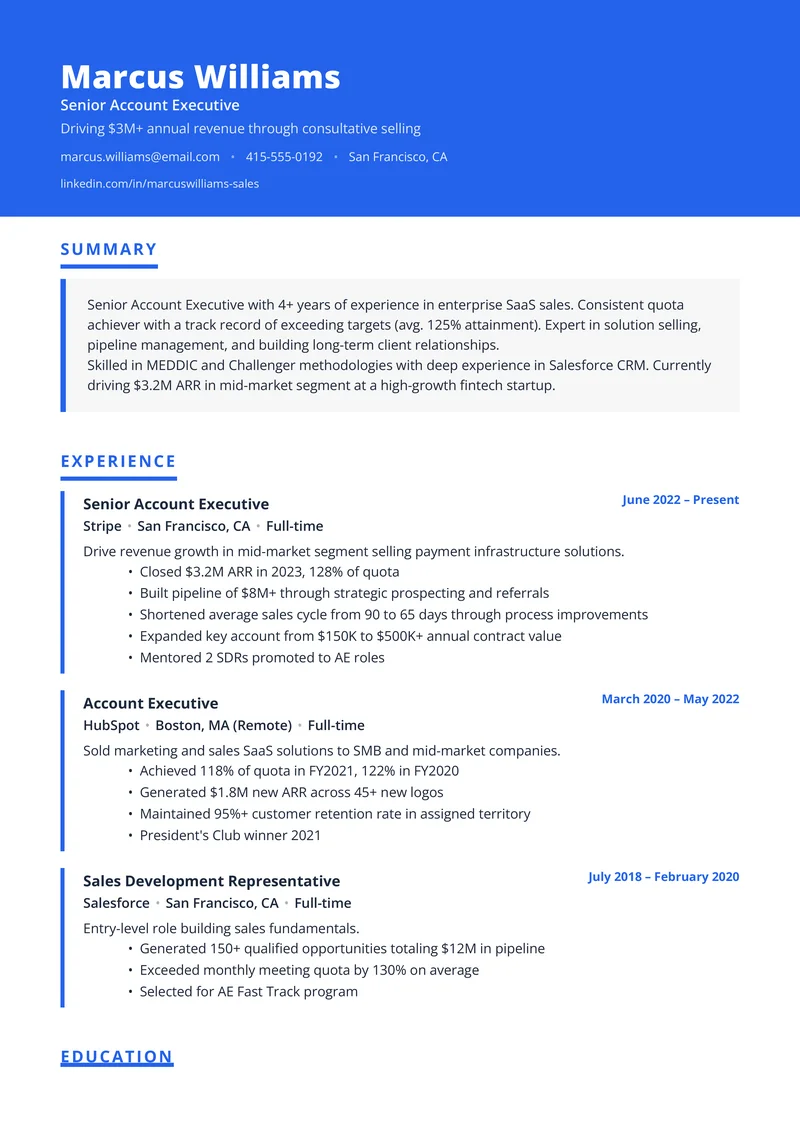 Marcus Williams's resume example