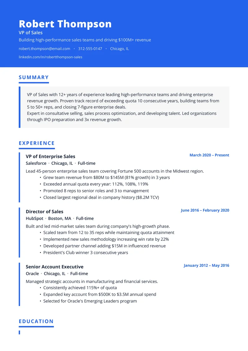 Robert Thompson's resume example