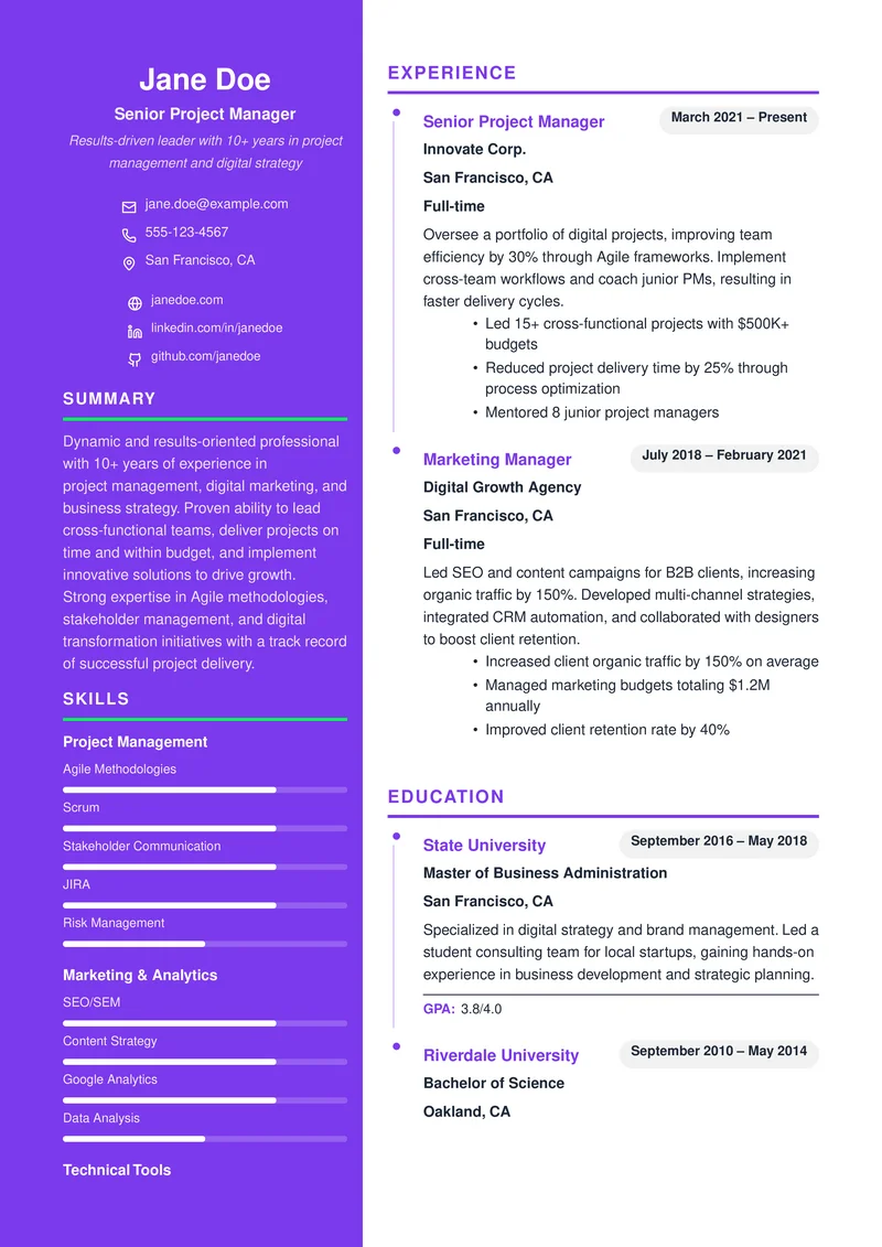 Bold Creative Two-Column template