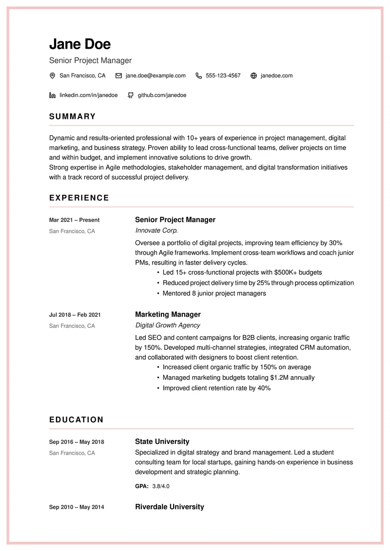 Pink Border Creative template